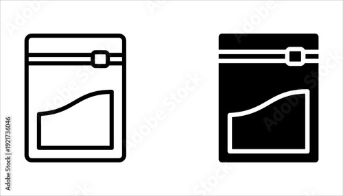 Zip bag icons set on white background