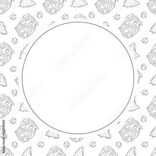 hand drawn chips circle frame background