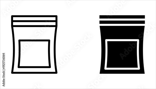 Zip bag icons set on white background