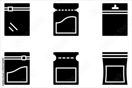 Zip bag icons set on white background