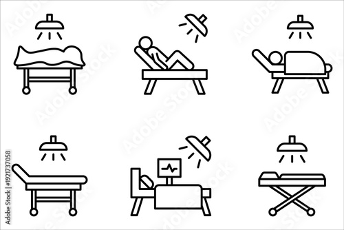 Operating room icon set on white background