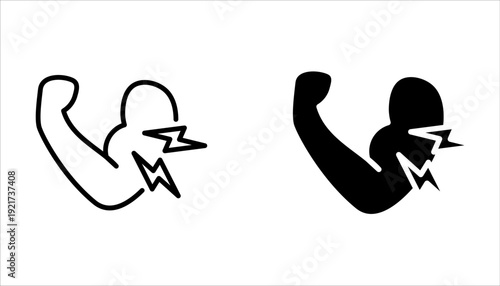 Muscle pain icon set. Muscular pain flower on white background