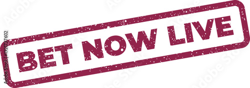 Foto Distressed maroon stamp with BET NOW LIVE for real time sports and event wagerin