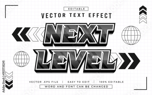 Next Level 3D editable text effect style - Premium Vector