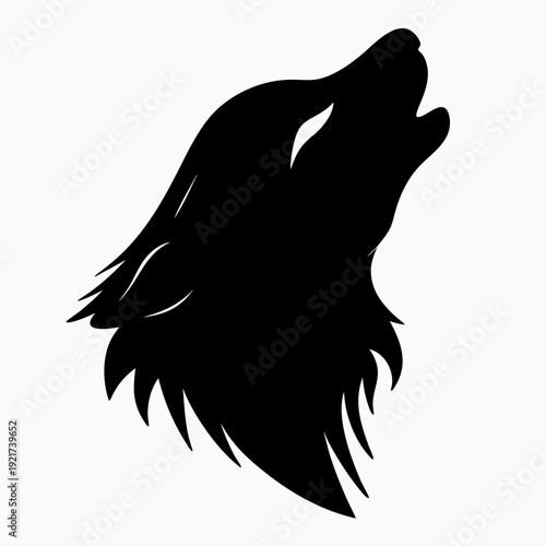 Majestic wolf silhouette howling at moon with fierce expression