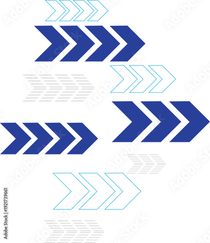 Blue Arrow Chevron Direction Elements Set