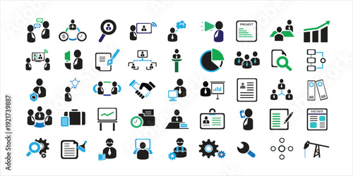 Bussines success of organization management thin line red black icons set vector illustration. Abstract symbols productivity, motivation and cooperation of employees simple design for mobile web apps