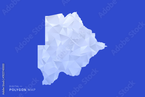 Botswana Map - Polygon Style Vector Illustration in Blue and White Gradient, Low Poly Geometric Design, Isolated on Solid Background for Infographics and Digital Use.