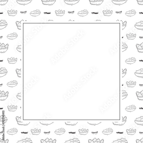 hand drawn chips square frame background