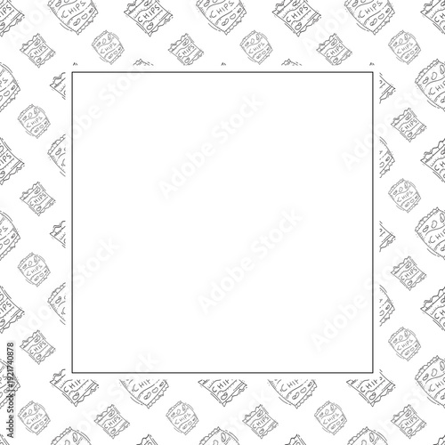 hand drawn chips square frame background