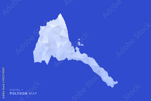 Eritrea Map - Polygon Style Vector Illustration in Blue and White Gradient, Low Poly Geometric Design, Isolated on Solid Background for Infographics and Digital Use.