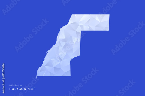 Western Sahara Map - Polygon Style Vector Illustration in Blue and White Gradient, Low Poly Geometric Design, Isolated on Solid Background for Infographics and Digital Use.