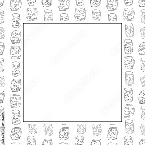 hand drawn chips square frame background