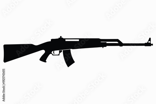 rifle silhouette line art vector illustration