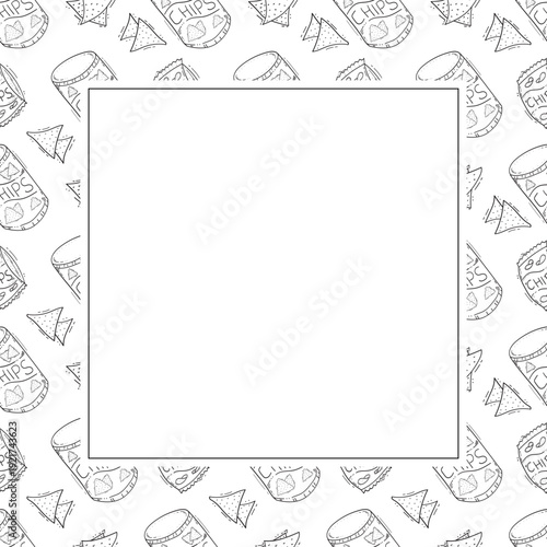 hand drawn chips square frame background
