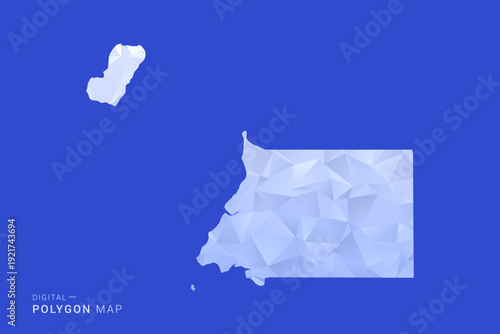 Equatorial Guinea Map - Polygon Style Vector Illustration in Blue and White Gradient, Low Poly Geometric Design, Isolated on Solid Background for Infographics and Digital Use.