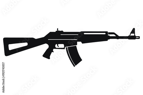 rifle silhouette line art vector illustration
