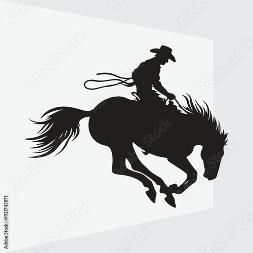 silhouette of a cowboy riding bucking body. Silhouette vector design