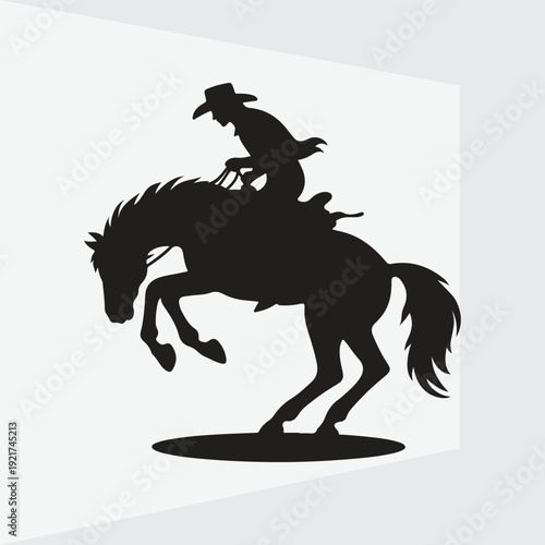 silhouette of a cowboy riding bucking body. Silhouette vector design