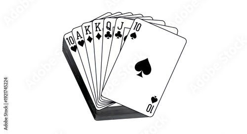 Playing Cards Hand - Royal Flush in Spades
