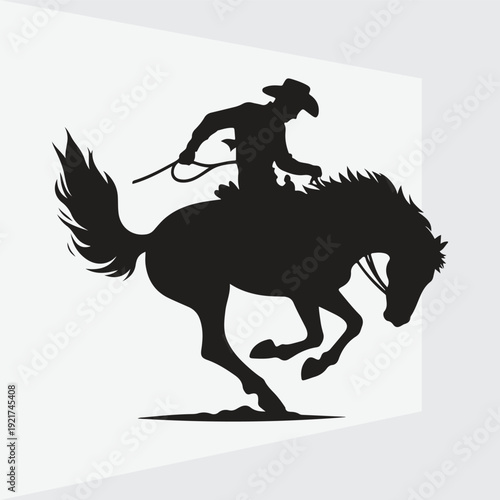 silhouette of a cowboy riding bucking body. Silhouette vector design