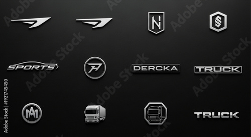Collection of modern automotive and truck logos and emblems.