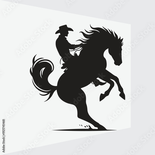 silhouette of a cowboy riding bucking body. Silhouette vector design