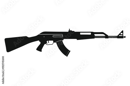 rifle silhouette line art vector illustration