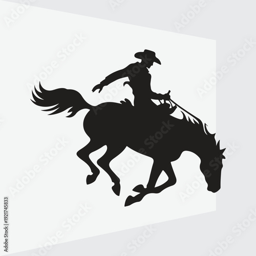 silhouette of a cowboy riding bucking body. Silhouette vector design