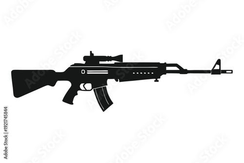 rifle silhouette line art vector illustration