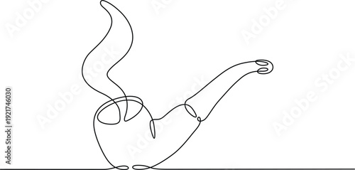A whimsical illustration of a pipe with a long stem and a curved bowl. Vector