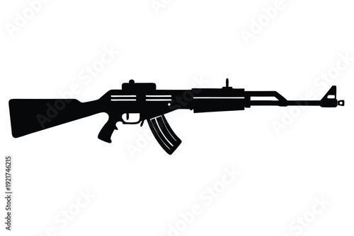 rifle silhouette line art vector illustration