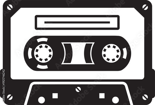 Retro Cassette Tape Audio Music Vintage Recorder Sound Media Analog Illustration Vector Design.