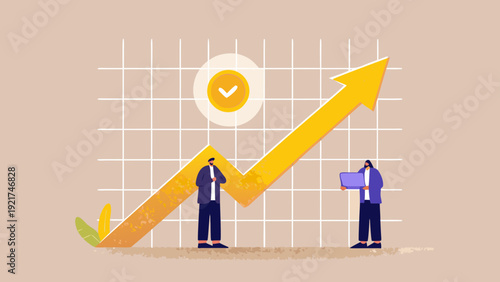 Business professionals analyzing successful growth trend