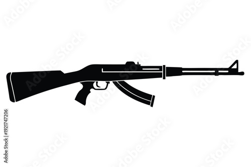 rifle silhouette line art vector illustration