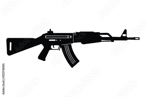 rifle silhouette line art vector illustration