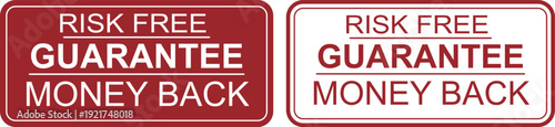 Red Risk Free Guarantee Money Back Label Set with Refund Assurance Warranty Badge
