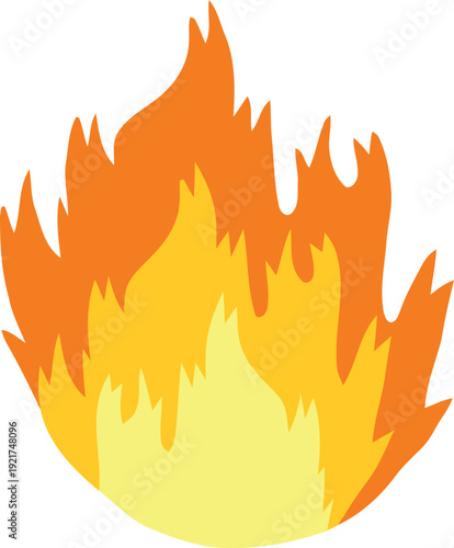 Vector illustration of a burning fire with hot orange and red flames designed as a fiery blaze element for a warm bonfire symbol