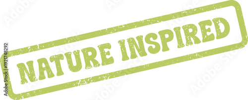 Eco friendly green rubber stamp displaying the message Nature Inspired for environmental causes and sustainability