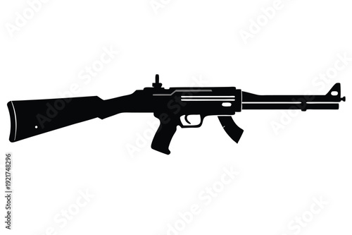 rifle silhouette line art vector illustration