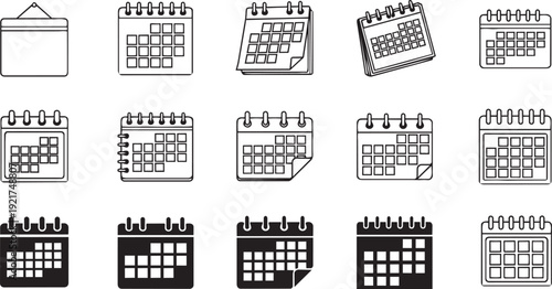 Calendar Set Date Schedule Month Day Time Planning Organizer Office Business Event Reminder Illustration Vector Design.
