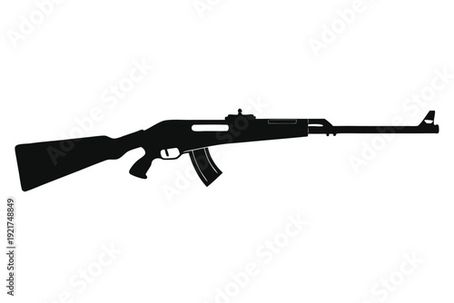 rifle silhouette line art vector illustration