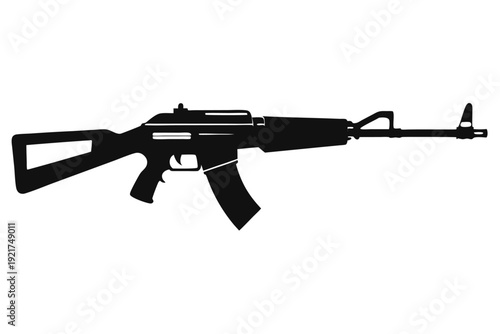 rifle silhouette line art vector illustration