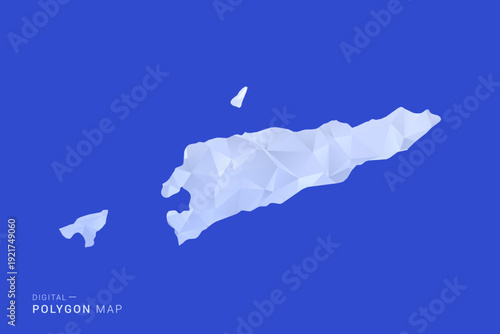 Timor Leste Map - Polygon Style Vector Illustration in Blue and White Gradient, Low Poly Geometric Design, Isolated on Solid Background for Infographics and Digital Use.