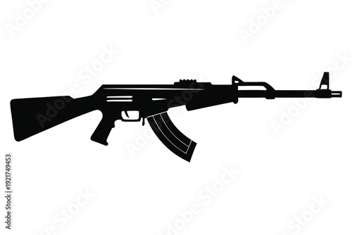 rifle silhouette line art vector illustration