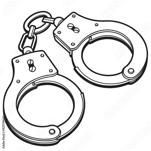 Black and white of handcuffs metal police law enforcement