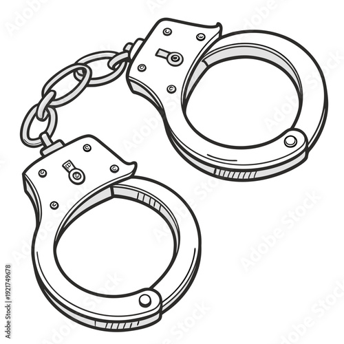 Closed metal handcuffs with chain link law enforcement 3