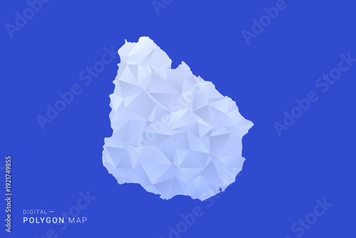 Uruguay Map - Polygon Style Vector Illustration in Blue and White Gradient, Low Poly Geometric Design, Isolated on Solid Background for Infographics and Digital Use.