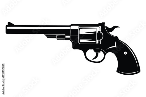 revolver silhouette line art vector illustration