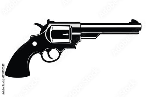 revolver silhouette line art vector illustration